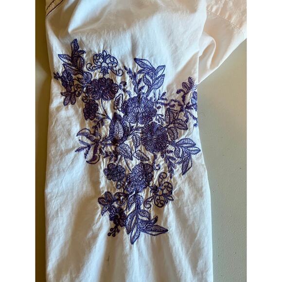 Ariat Pearl Snap Embroidered Button Down Shirt White Small - Picture 3 of 7